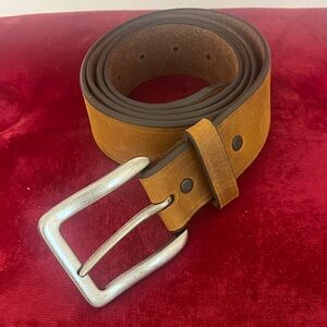 NWT Men's Brown Leather Belt with Silver Buckle